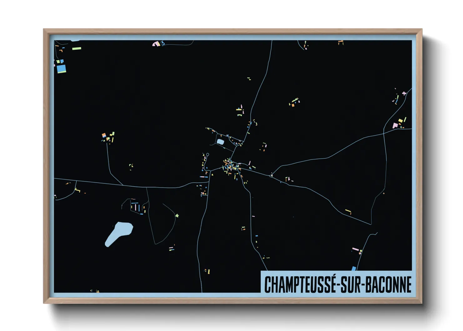 Une affiche de carte sur Champteussé-sur-Baconne