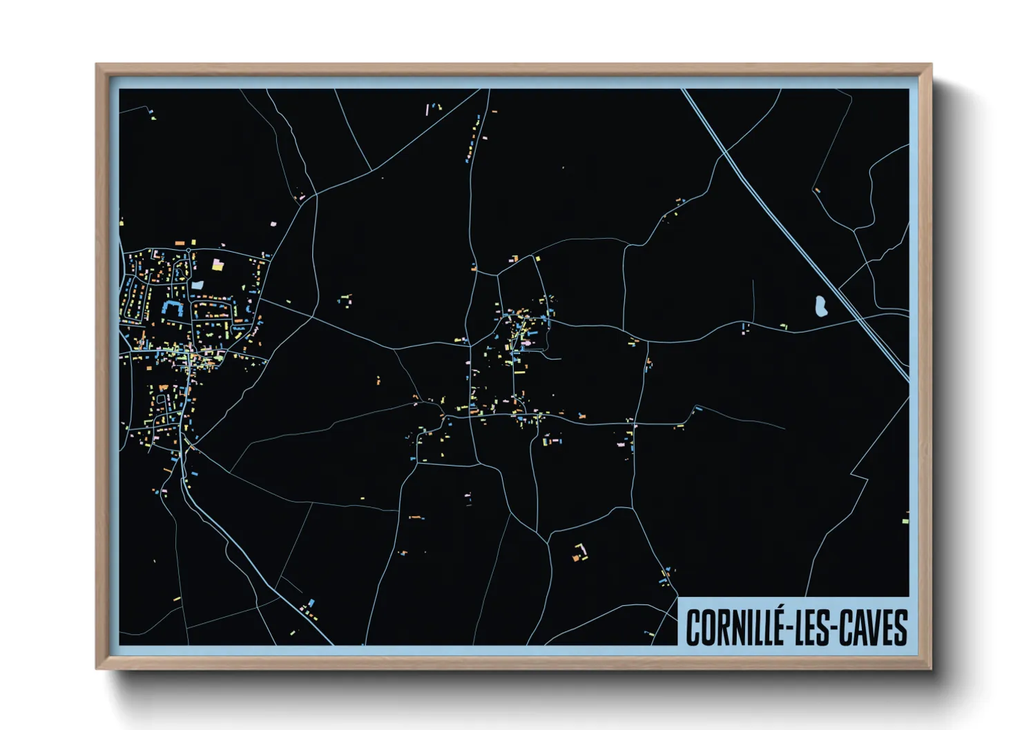 Une affiche de carte sur Cornillé-les-Caves