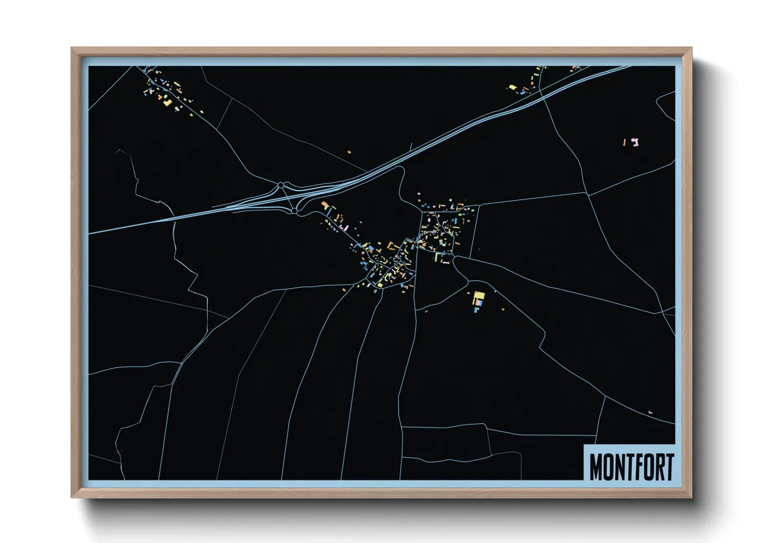 Une affiche de carte sur Montfort