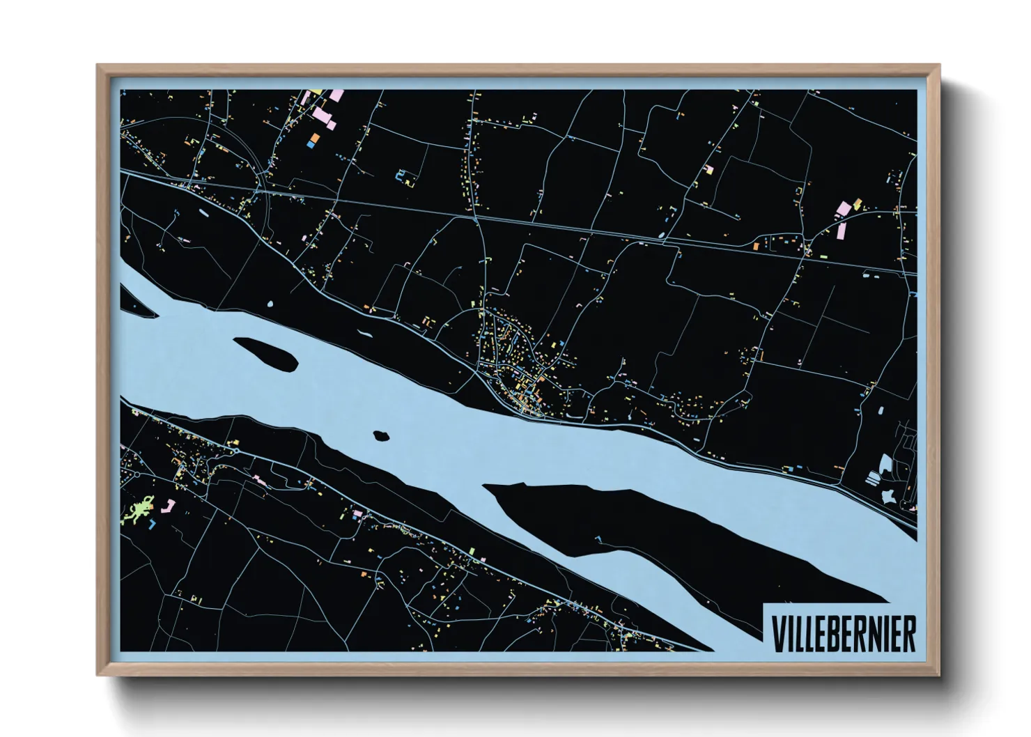 Une affiche de carte sur Villebernier