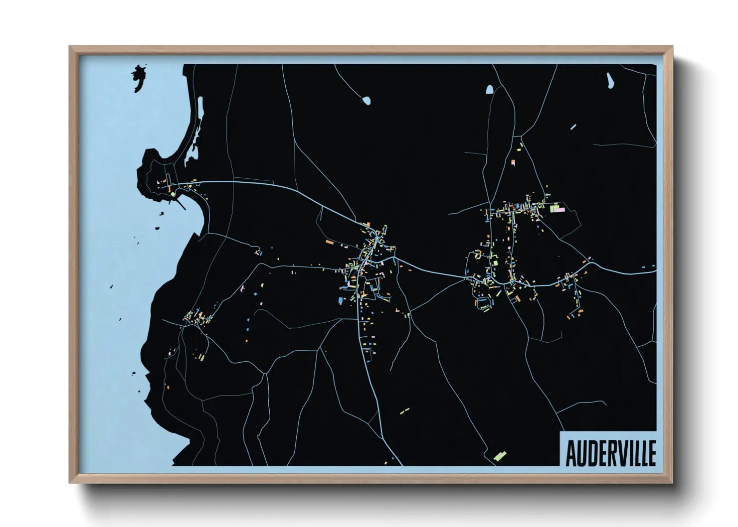 Une affiche de carte sur Auderville