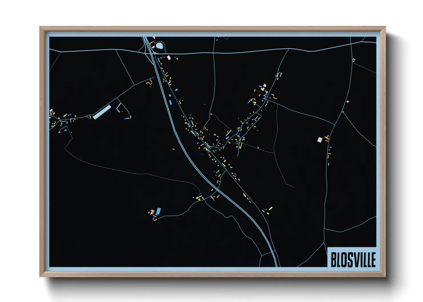 Une affiche de carte sur Blosville