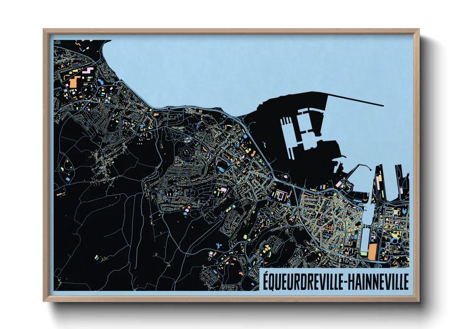 Une affiche de carte sur Équeurdreville-Hainneville