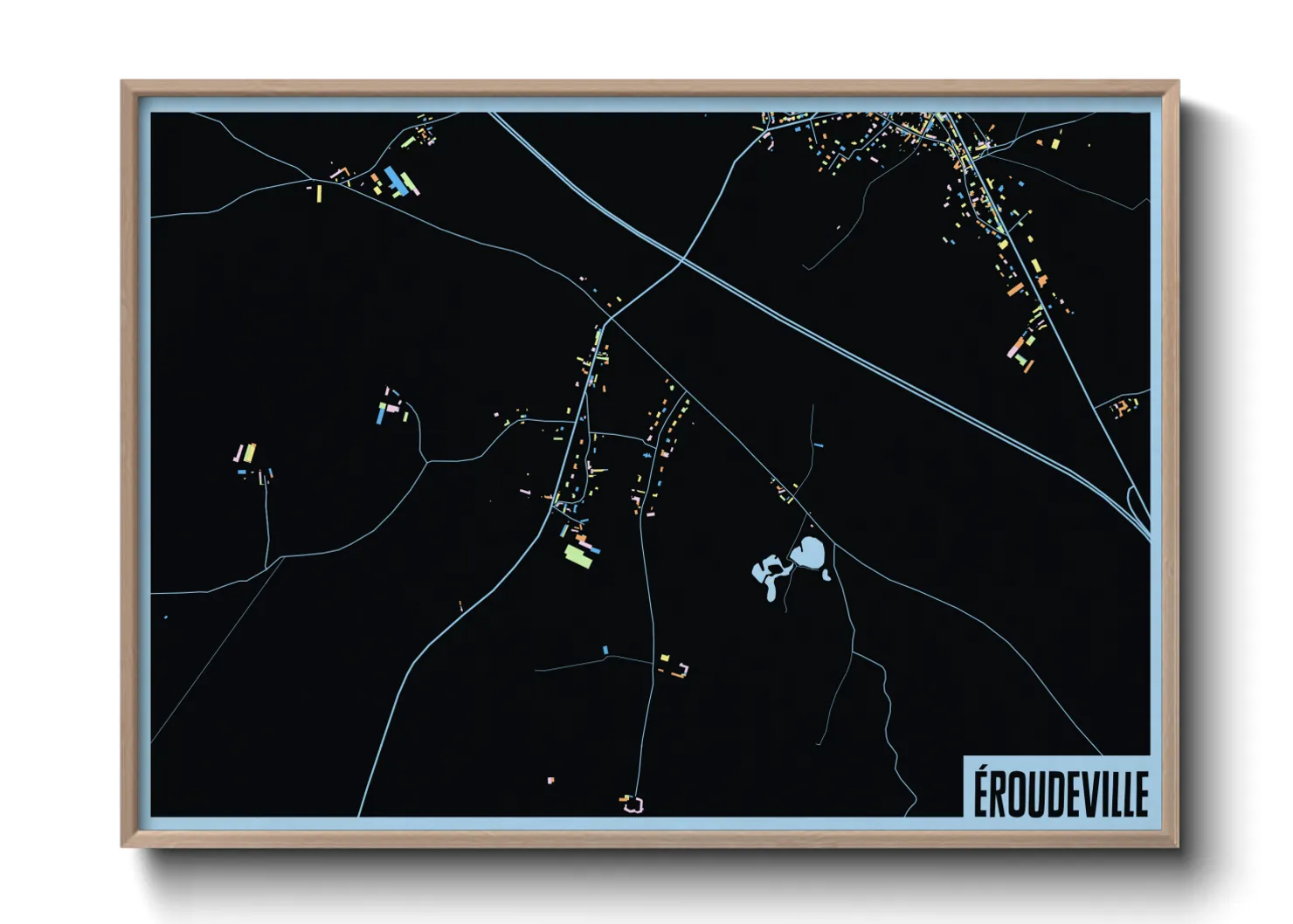 Une affiche de carte sur Éroudeville