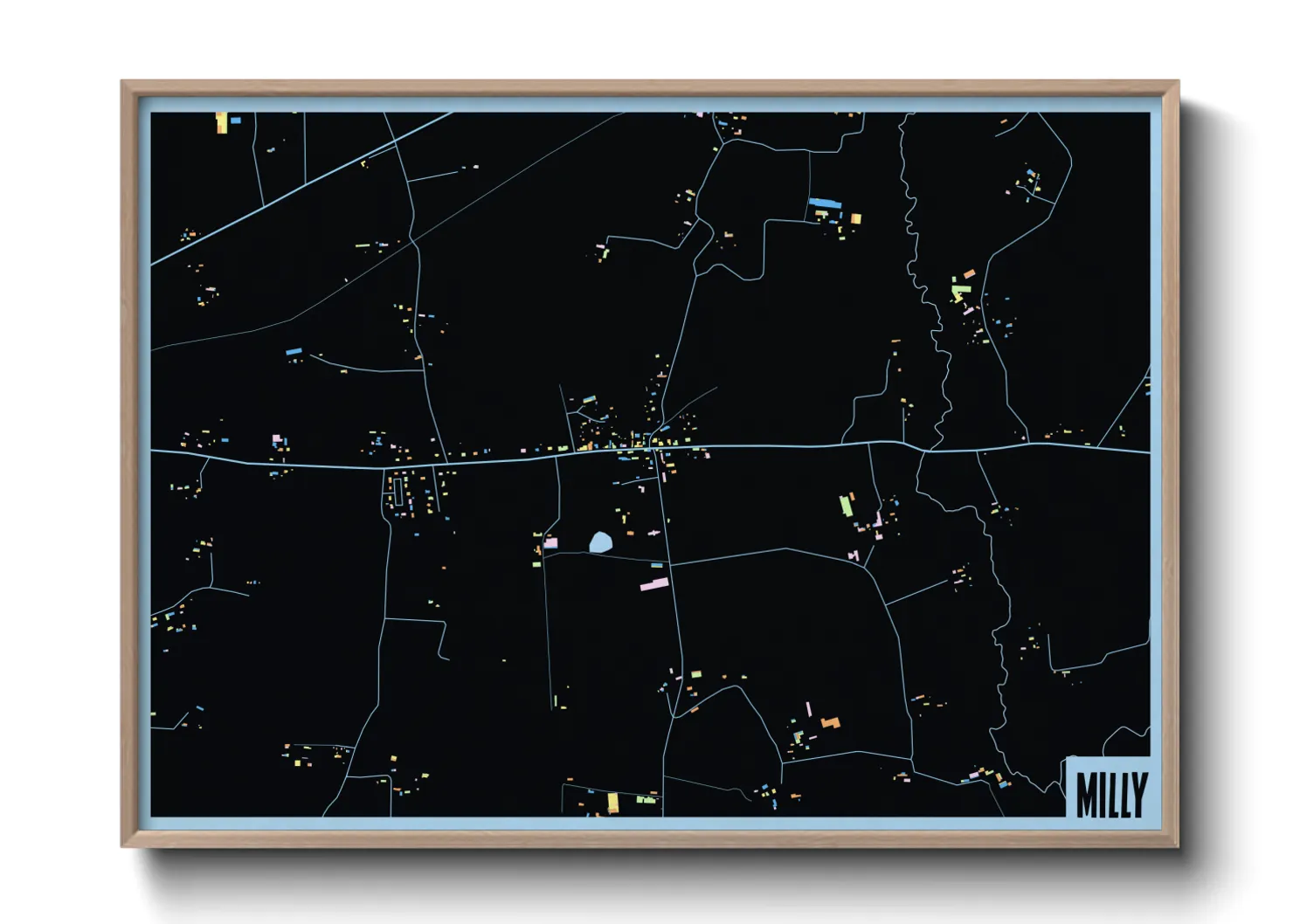 Une affiche de carte sur Milly