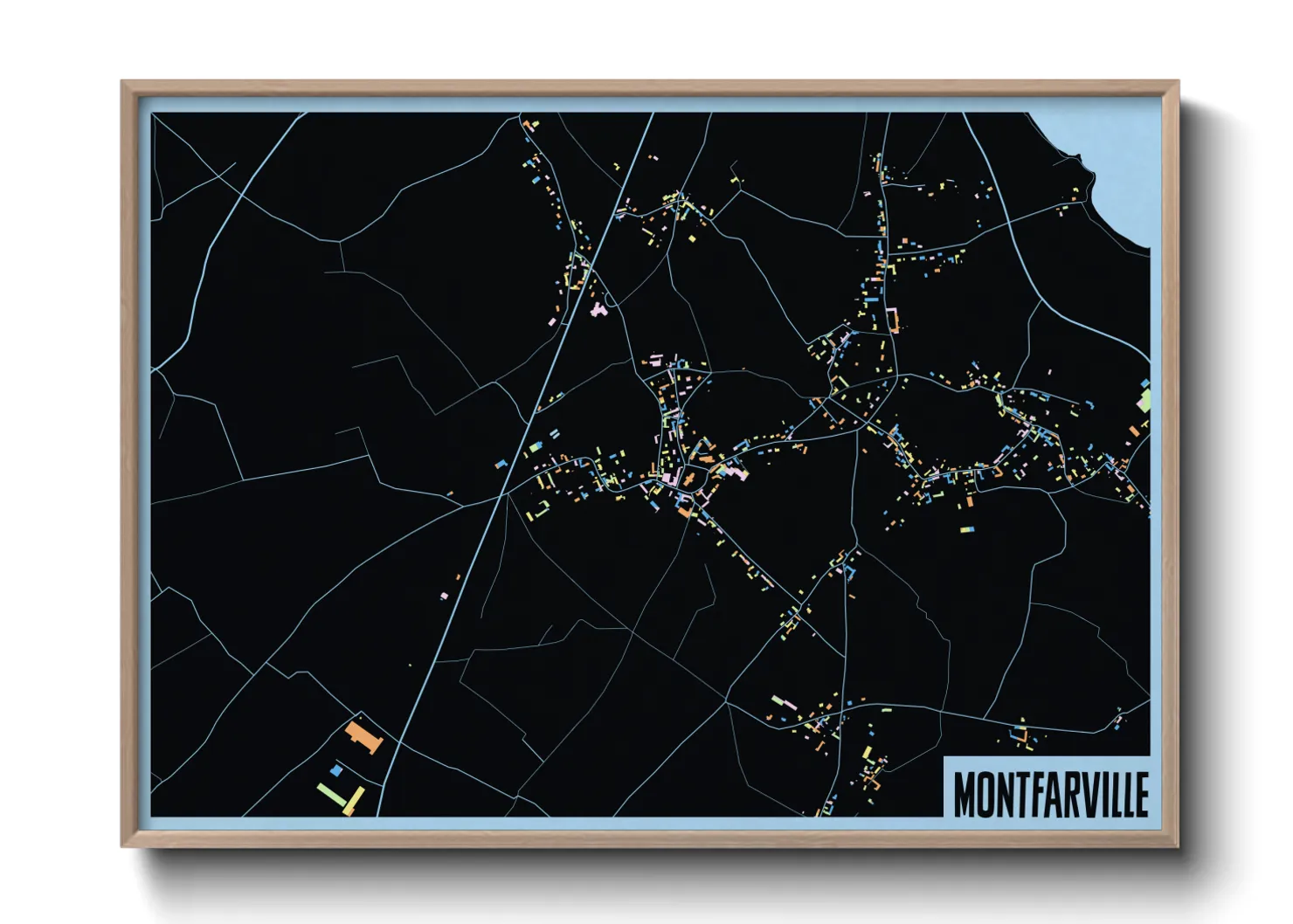 Une affiche de carte sur Montfarville
