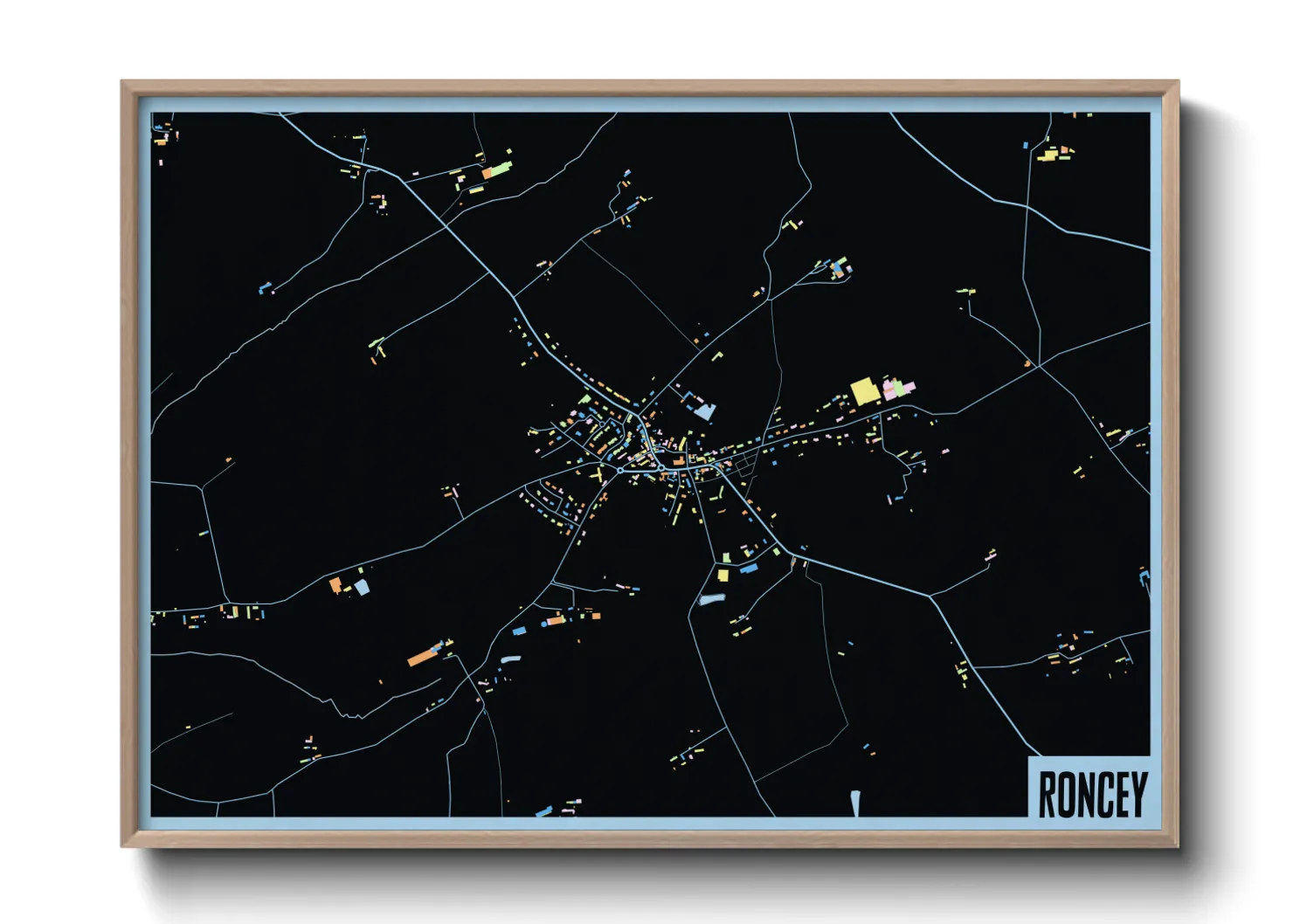 Une affiche de carte sur Roncey