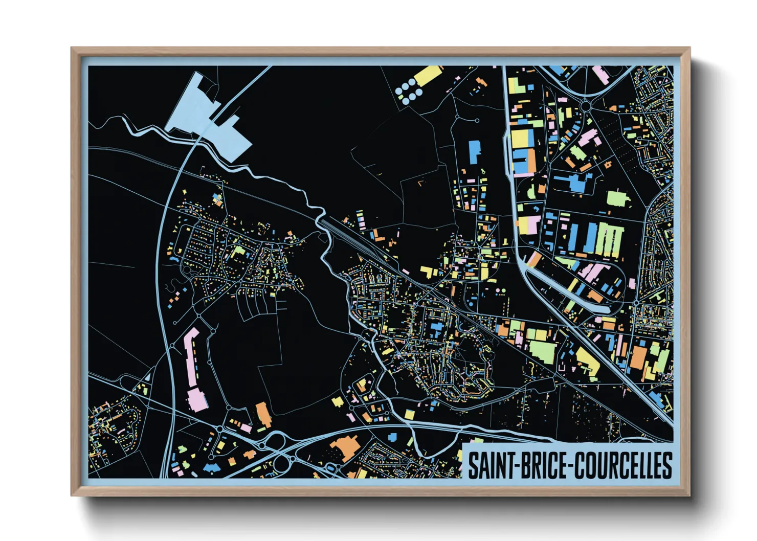 Une affiche de carte sur Saint-Brice-Courcelles
