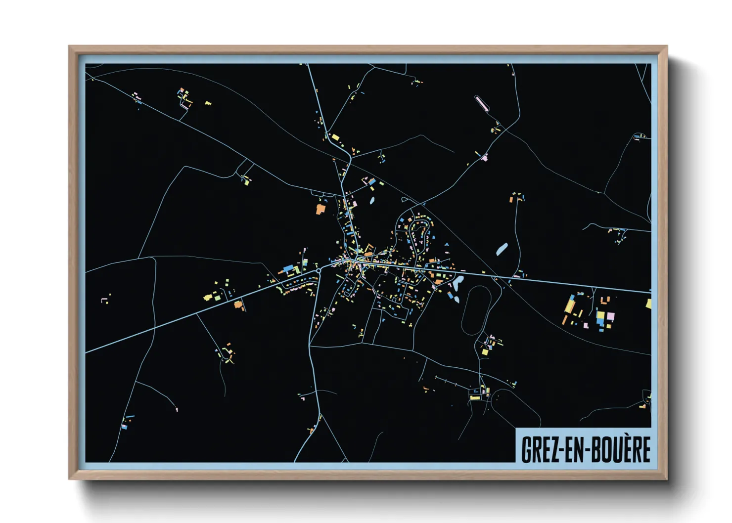 Une affiche de carte sur Grez-en-Bouère