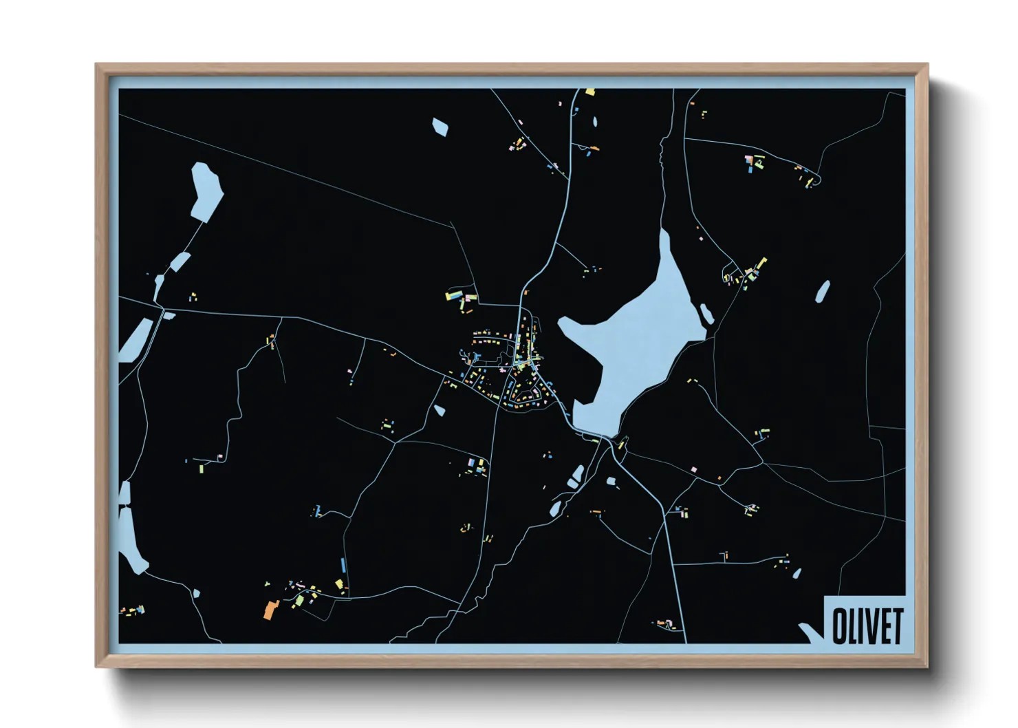 Une affiche de carte sur Olivet