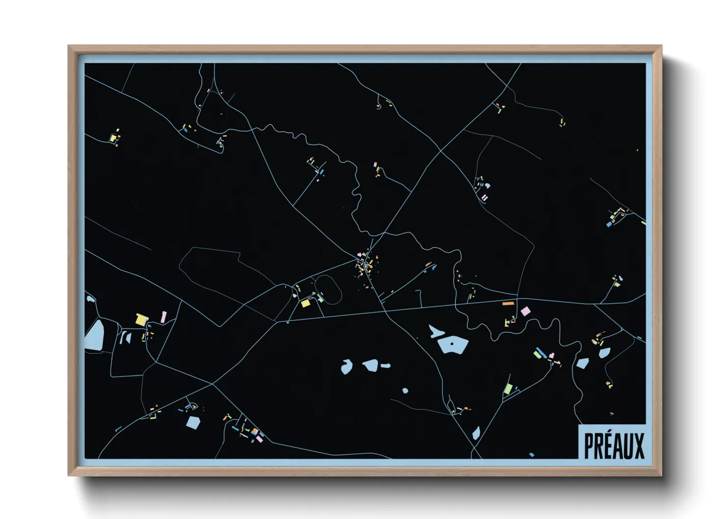 Une affiche de carte sur Préaux