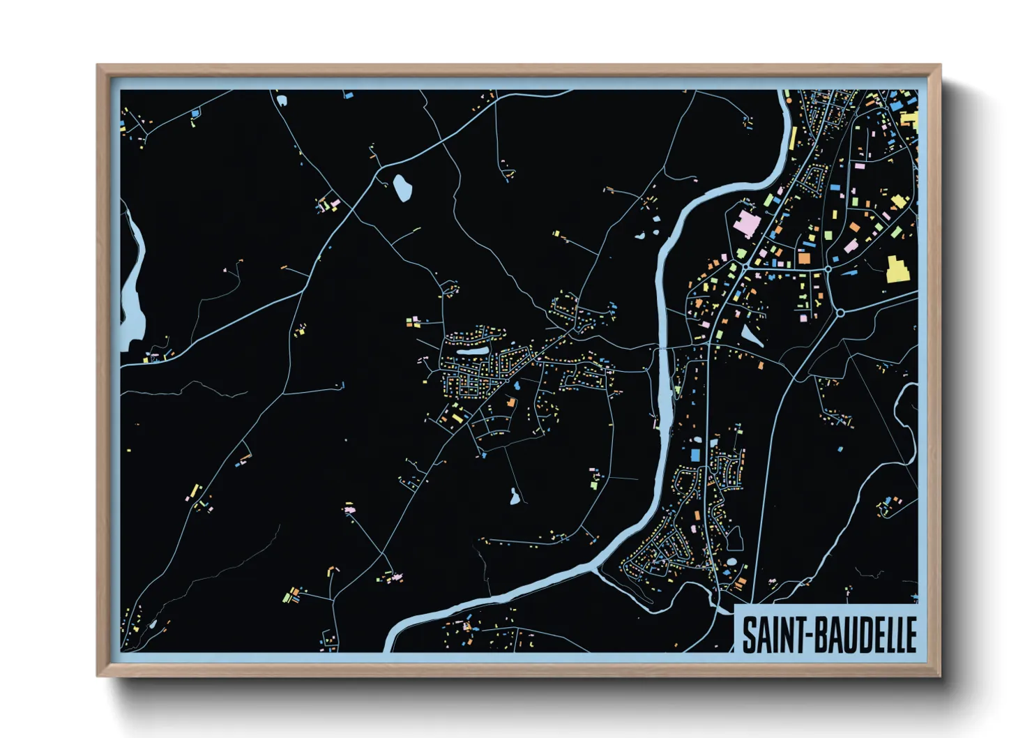 Une affiche de carte sur Saint-Baudelle