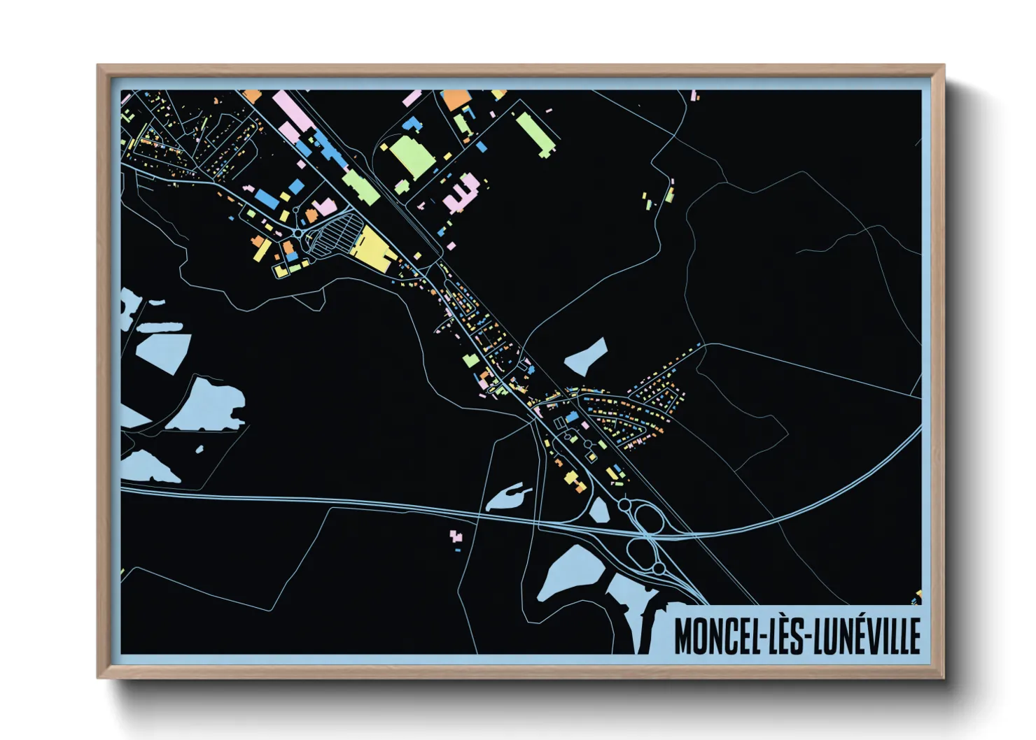 Une affiche de carte sur Moncel-lès-Lunéville