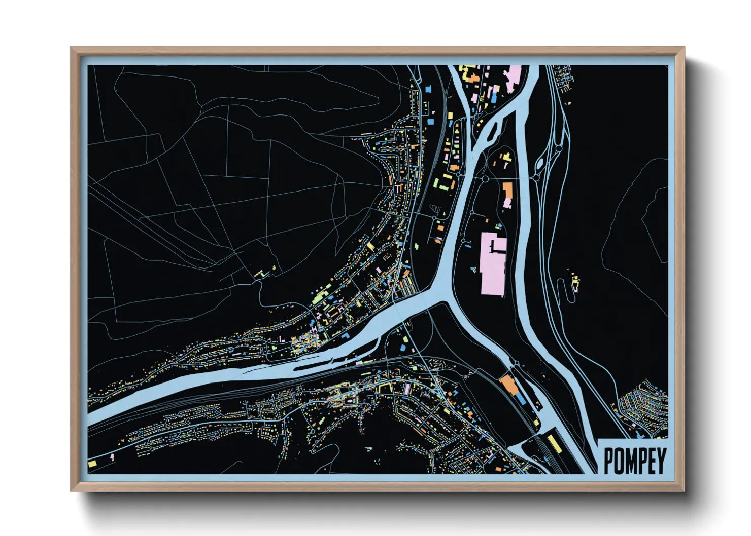 Une affiche de carte sur Pompey