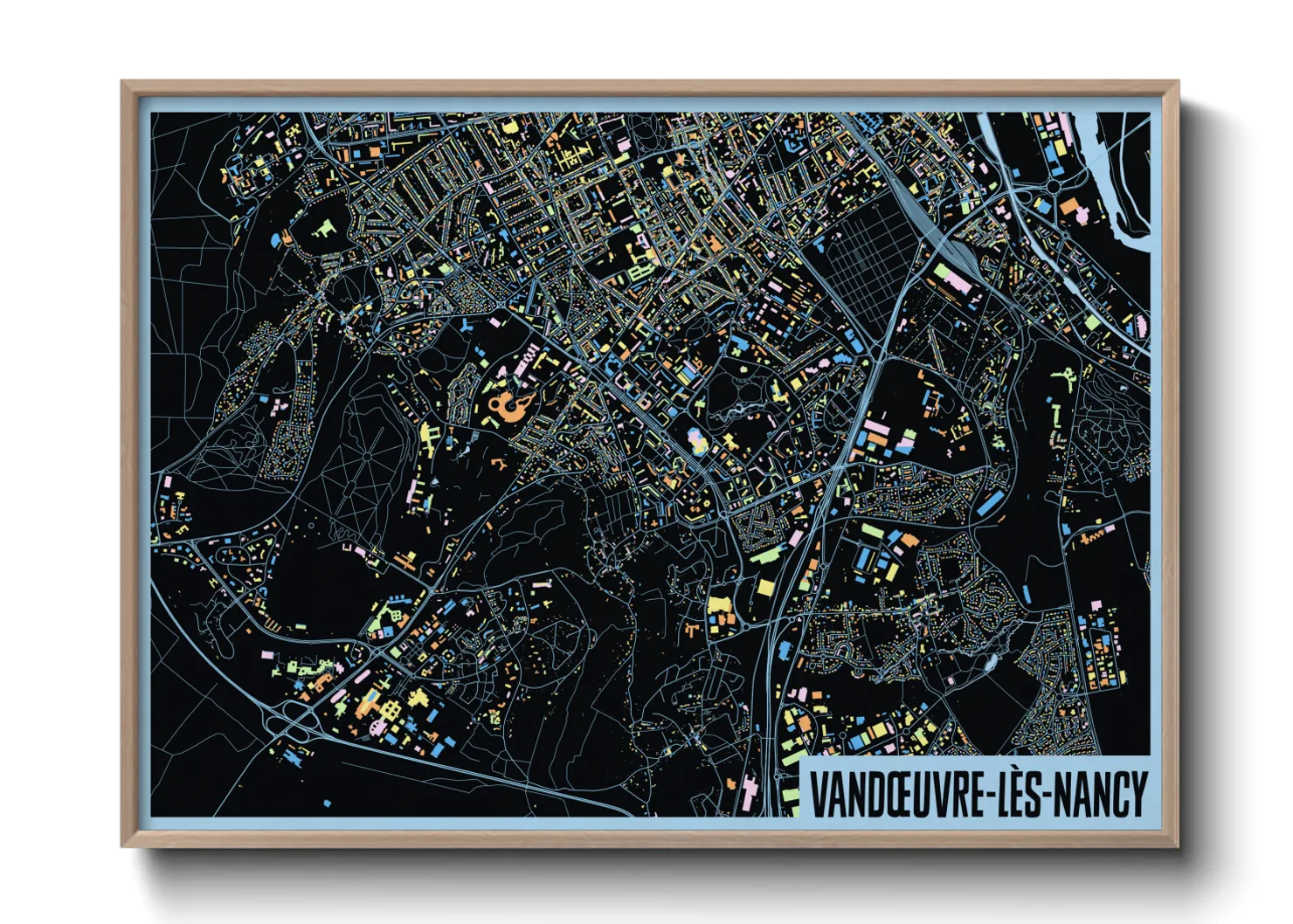 Une affiche de carte sur Vandœuvre-lès-Nancy