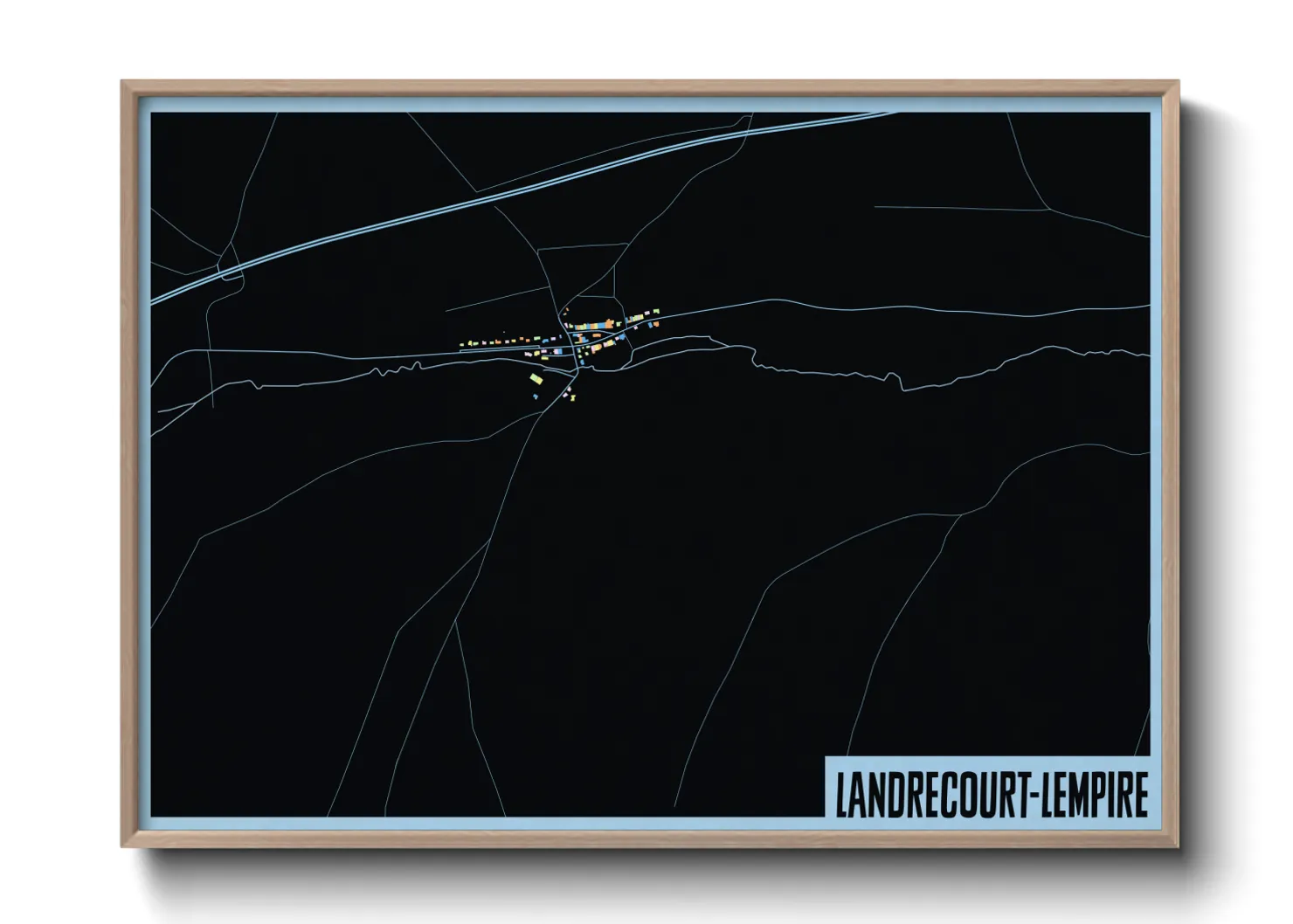 Une affiche de carte sur Landrecourt-Lempire