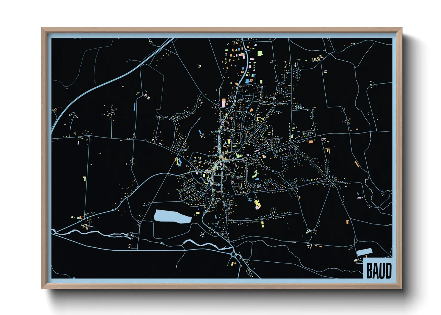 Une affiche de carte sur Baud