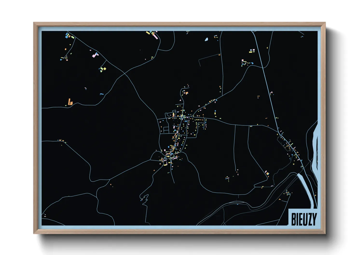 Une affiche de carte sur Bieuzy