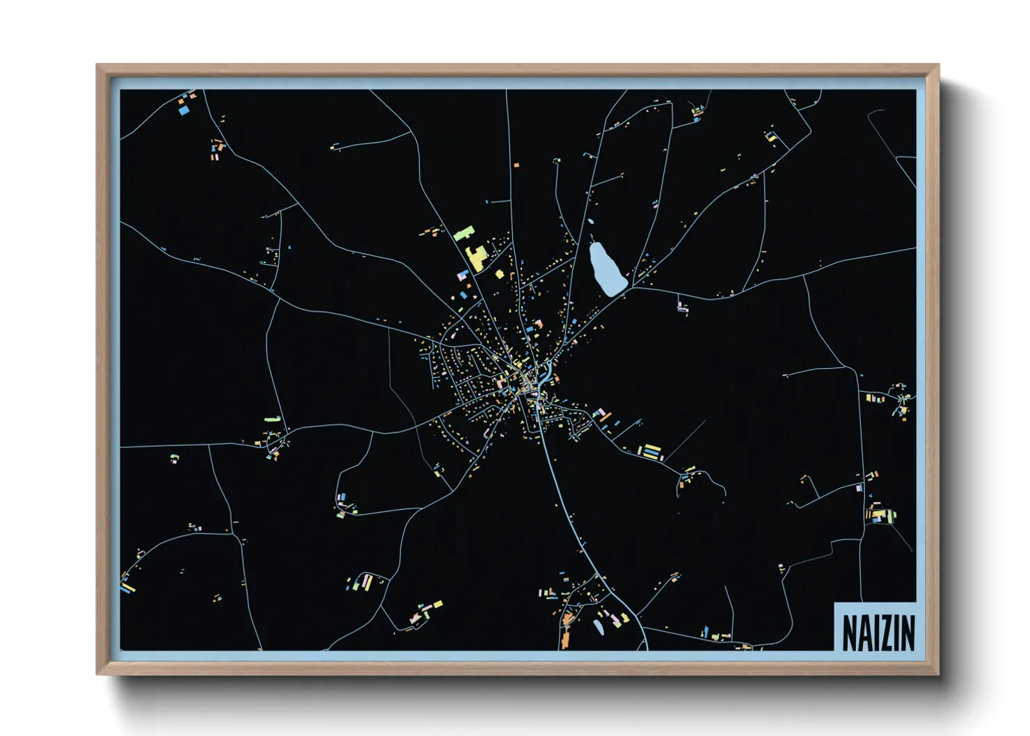 Une affiche de carte sur Naizin