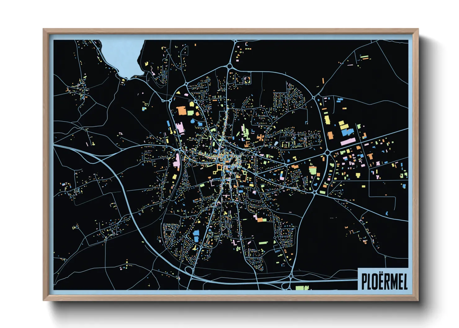 Une affiche de carte sur Ploërmel