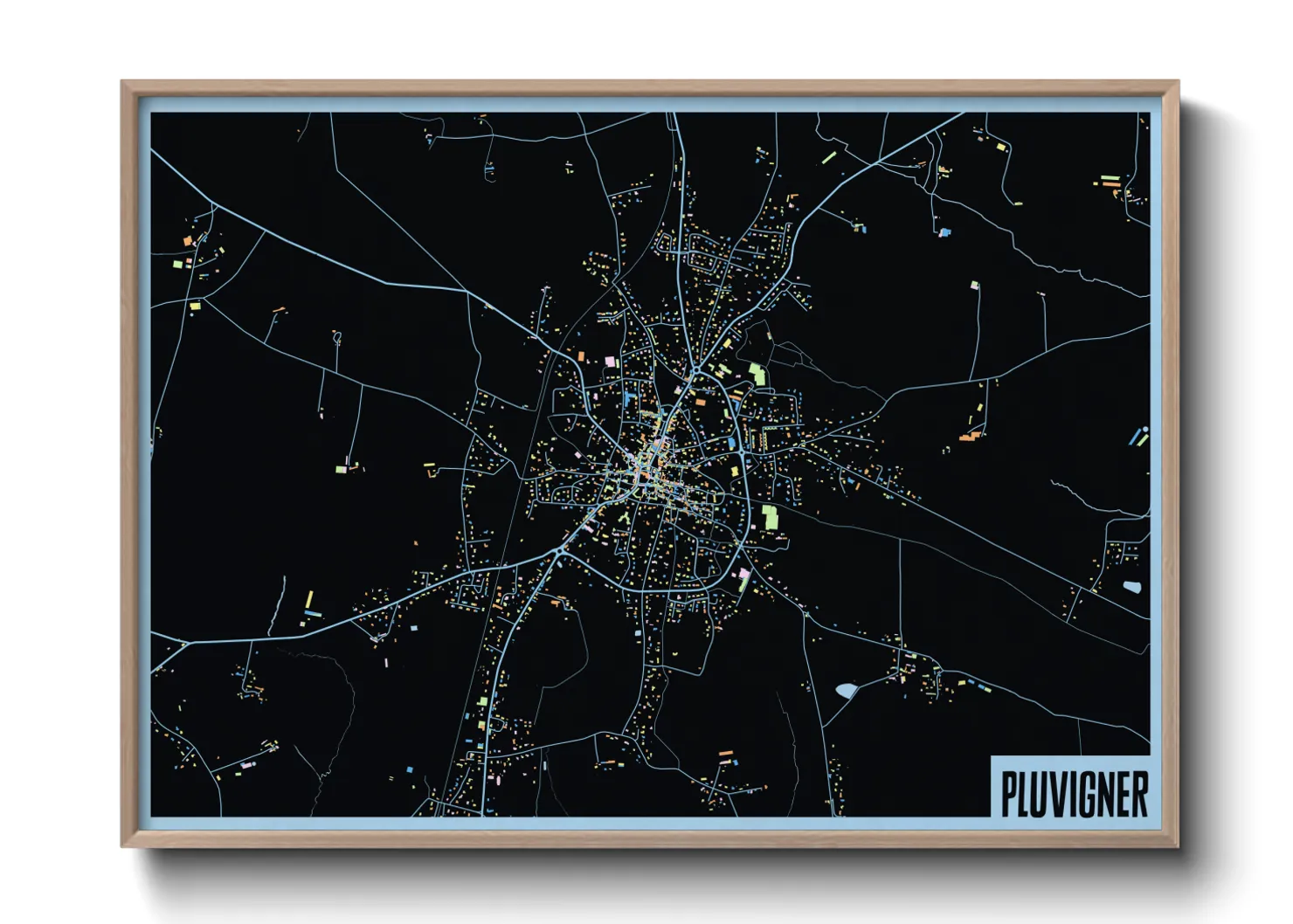 Une affiche de carte sur Pluvigner