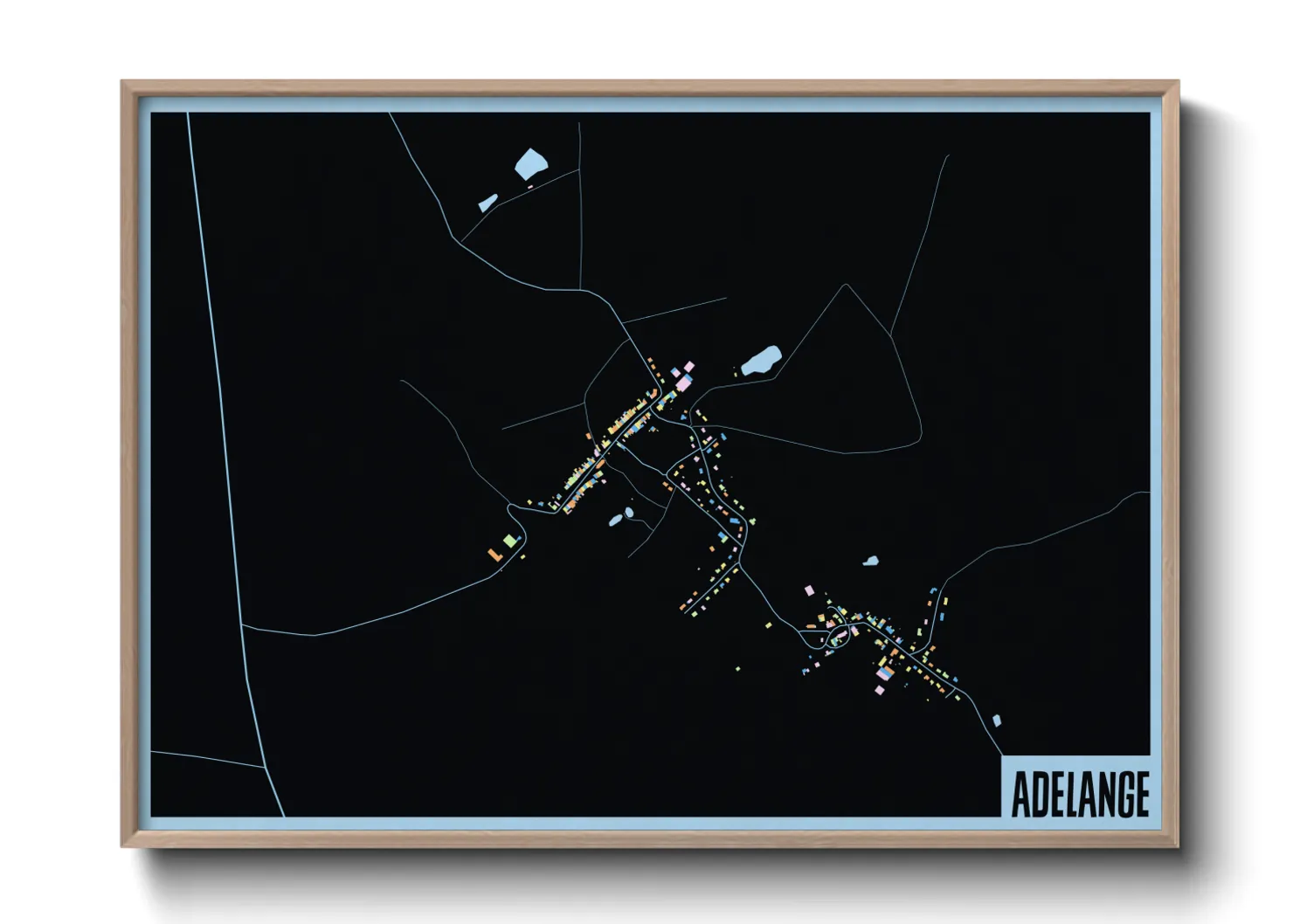 Une affiche de carte sur Adelange