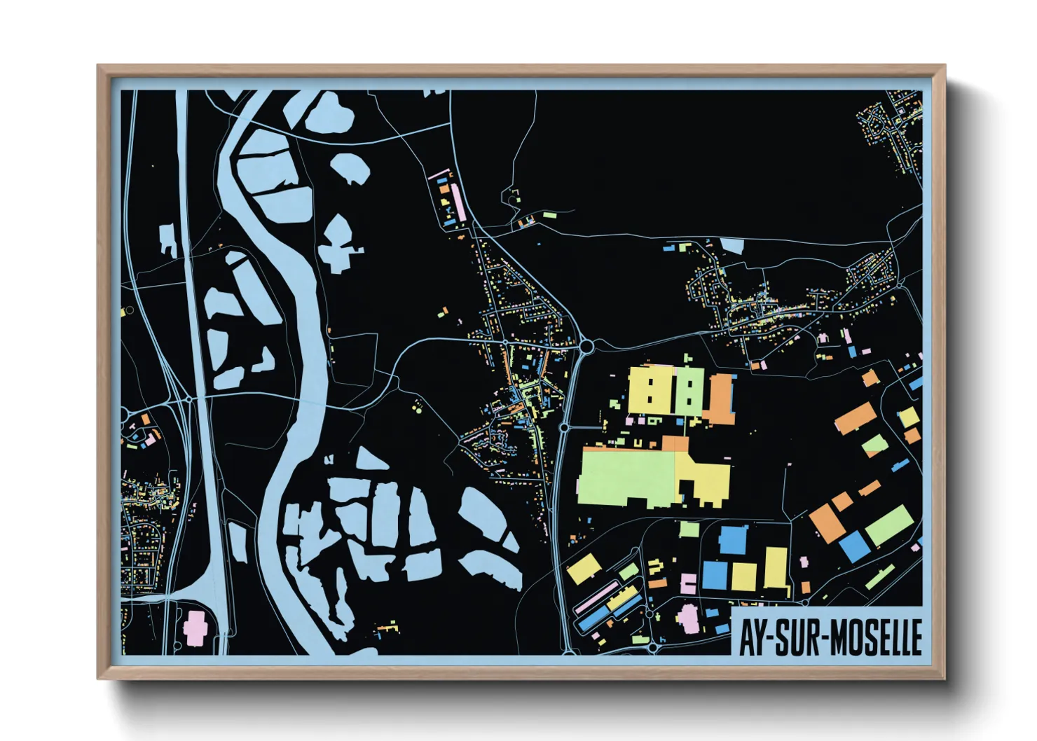 Une affiche de carte sur Ay-sur-Moselle