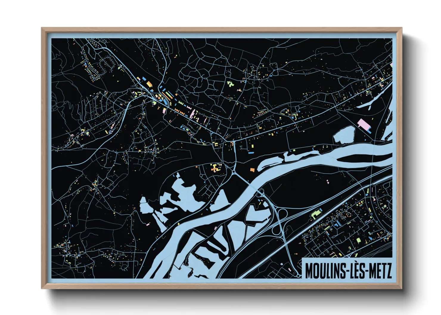 Une affiche de carte sur Moulins-lès-Metz