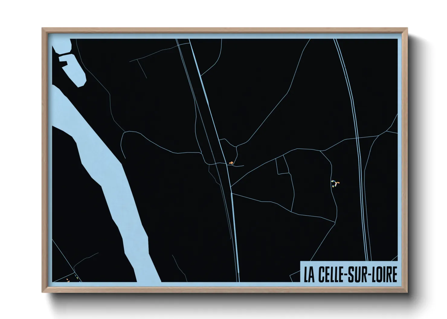 Une affiche de carte sur La Celle-sur-Loire