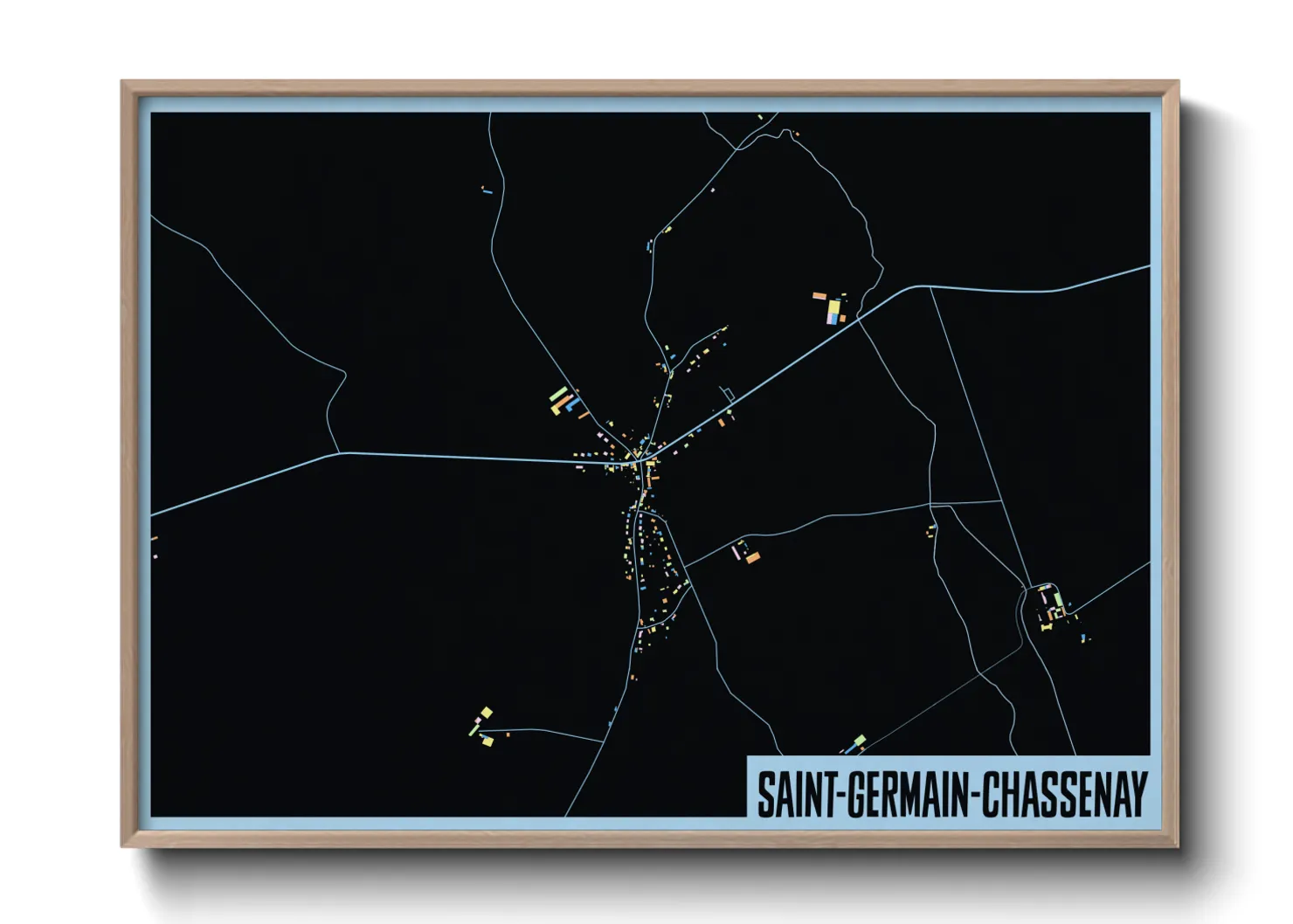 Une affiche de carte sur Saint-Germain-Chassenay