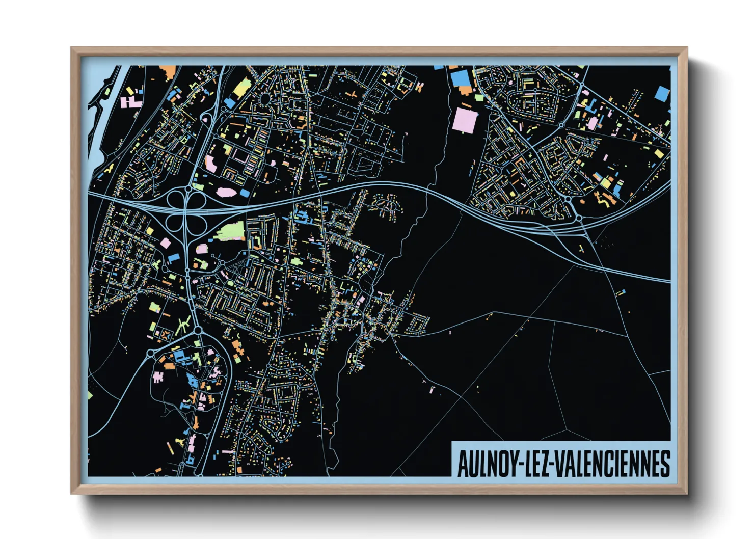 Une affiche de carte sur Aulnoy-lez-Valenciennes