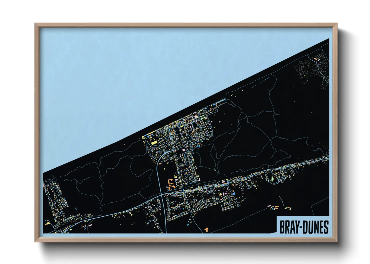 Une affiche de carte sur Bray-Dunes