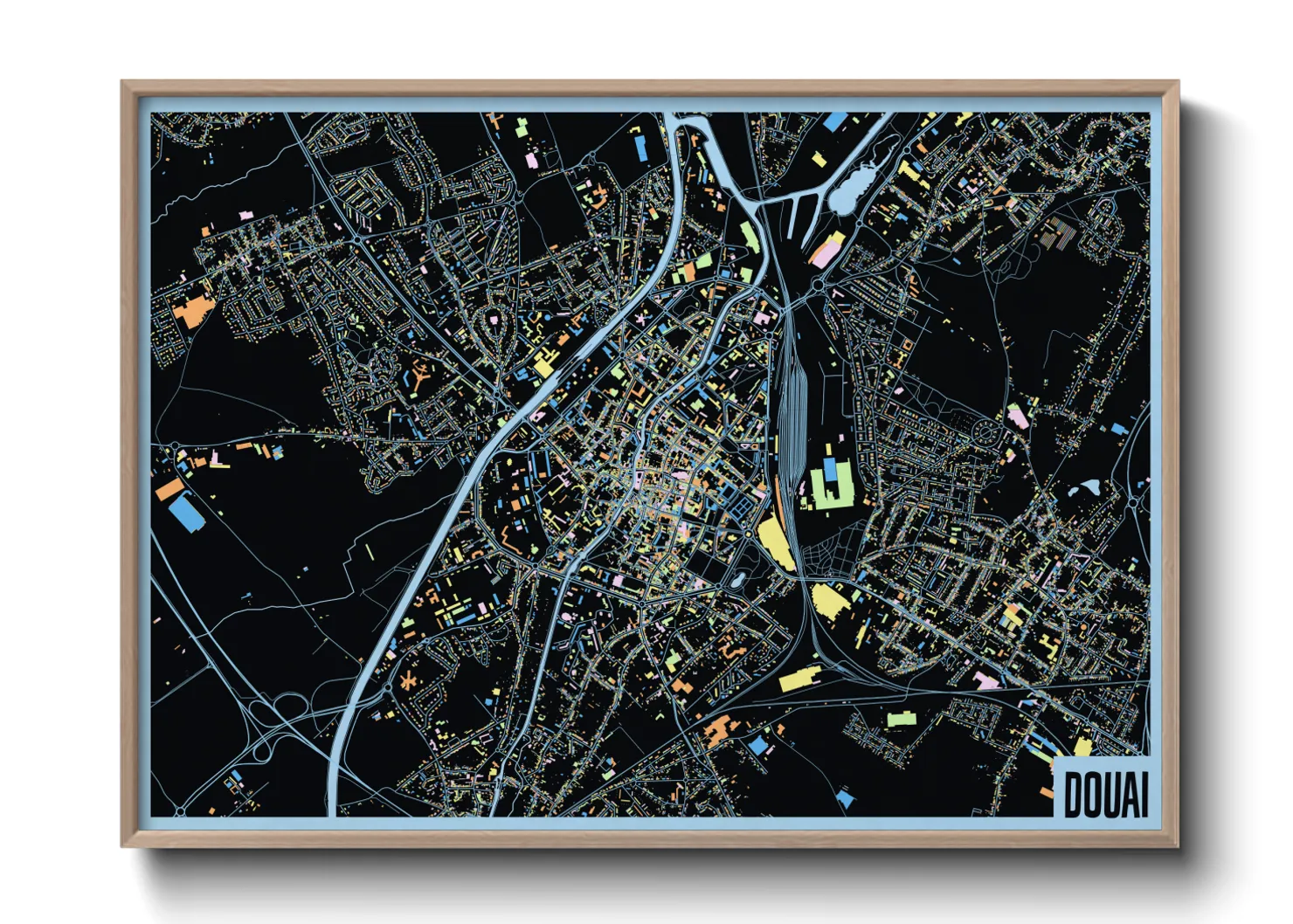 Une affiche de carte sur Douai