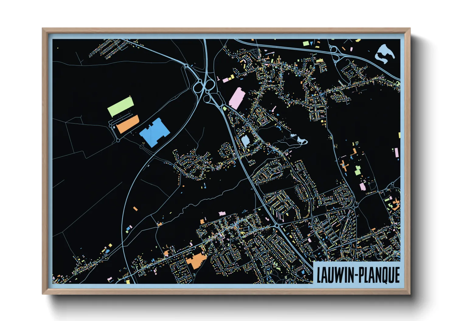 Une affiche de carte sur Lauwin-Planque