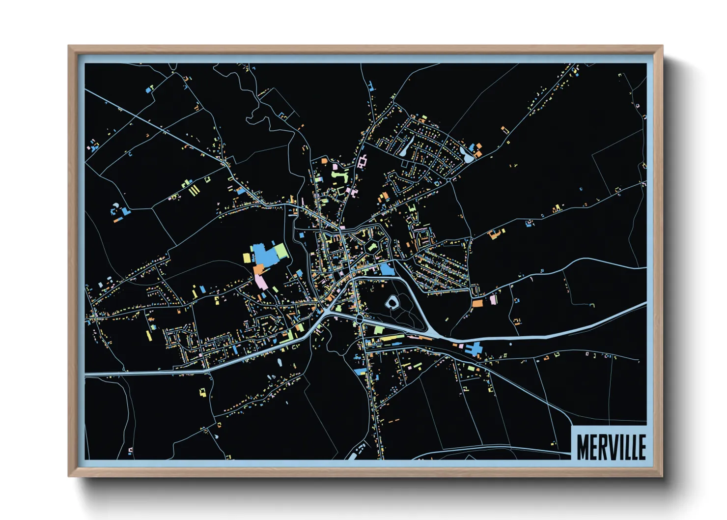 Une affiche de carte sur Merville