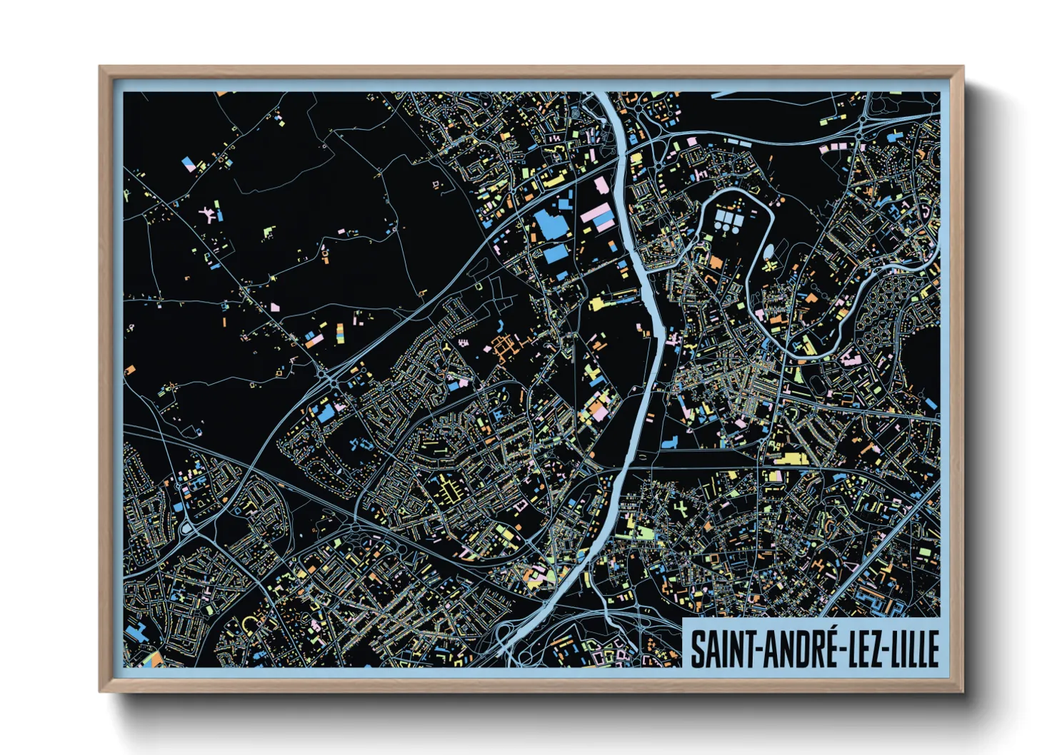 Une affiche de carte sur Saint-André-lez-Lille