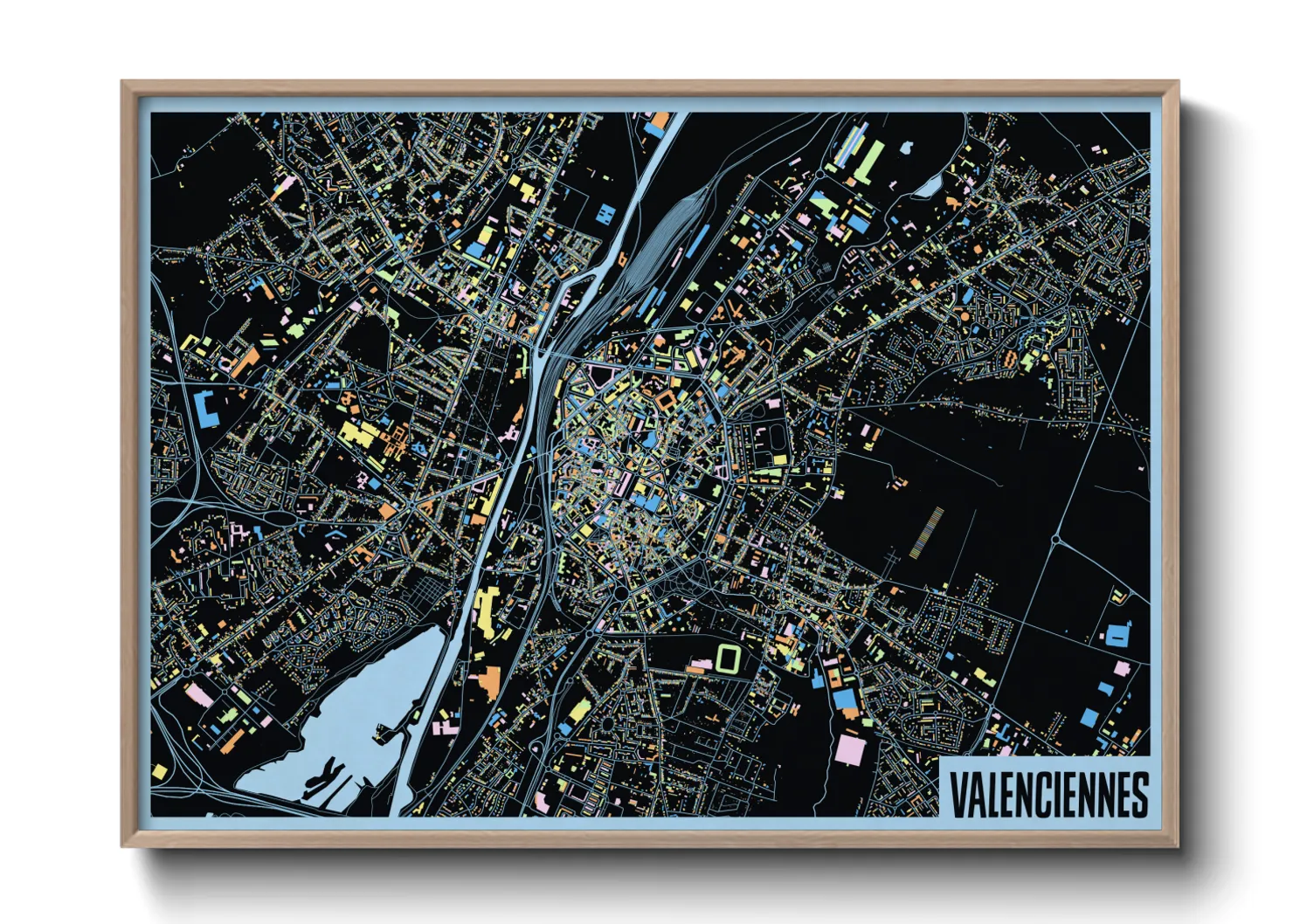 Une affiche de carte sur Valenciennes