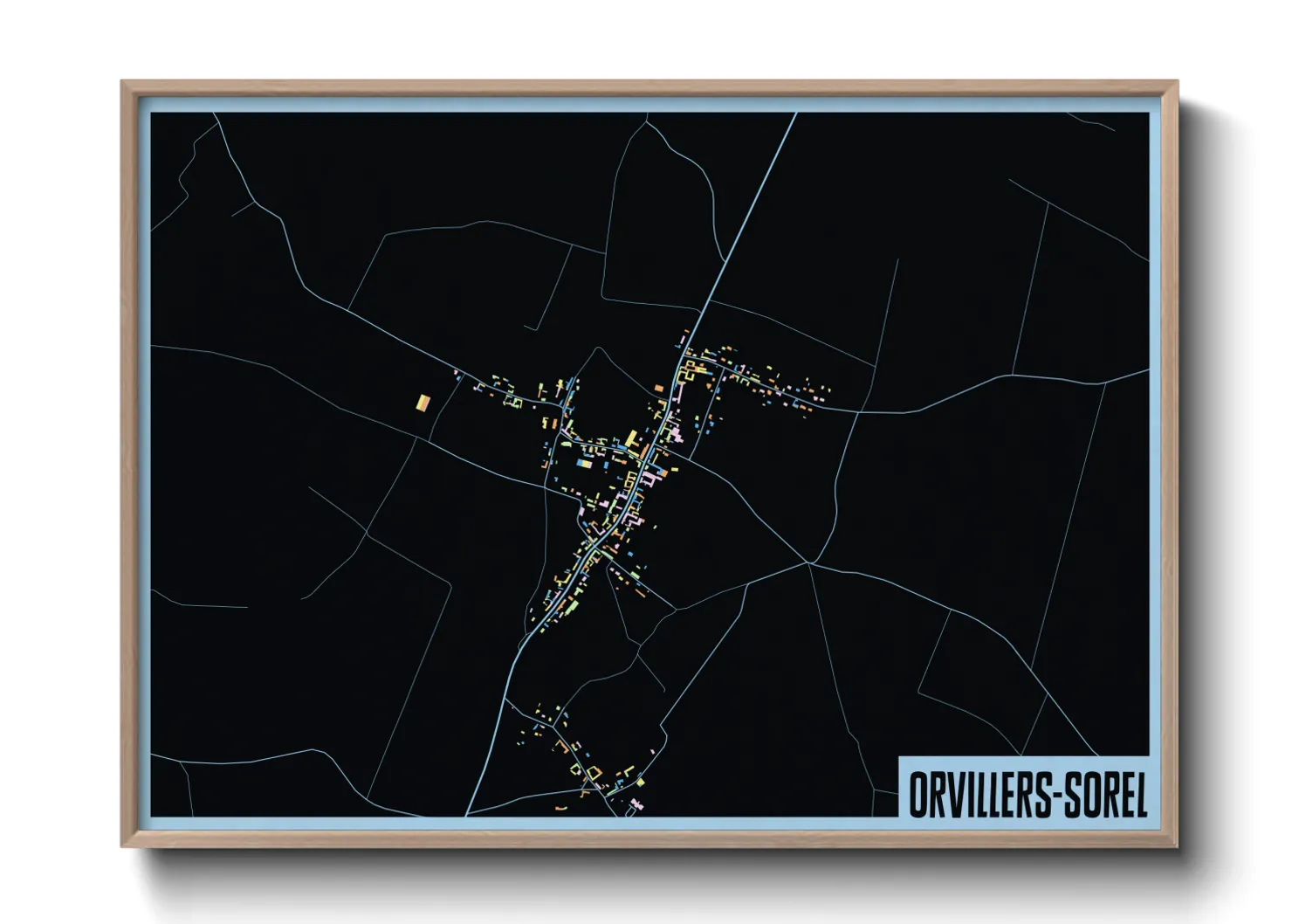 Une affiche de carte sur Orvillers-Sorel