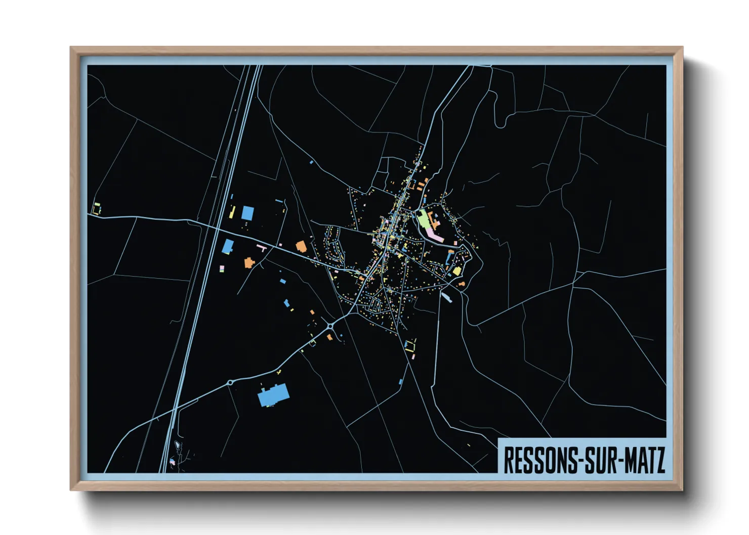 Une affiche de carte sur Ressons-sur-Matz