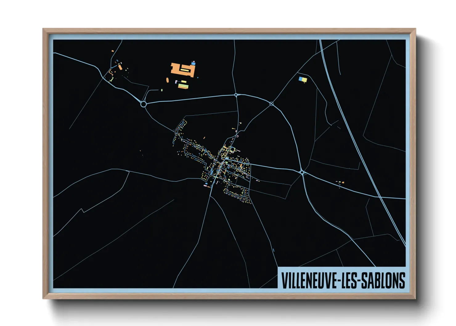 Une affiche de carte sur Villeneuve-les-Sablons