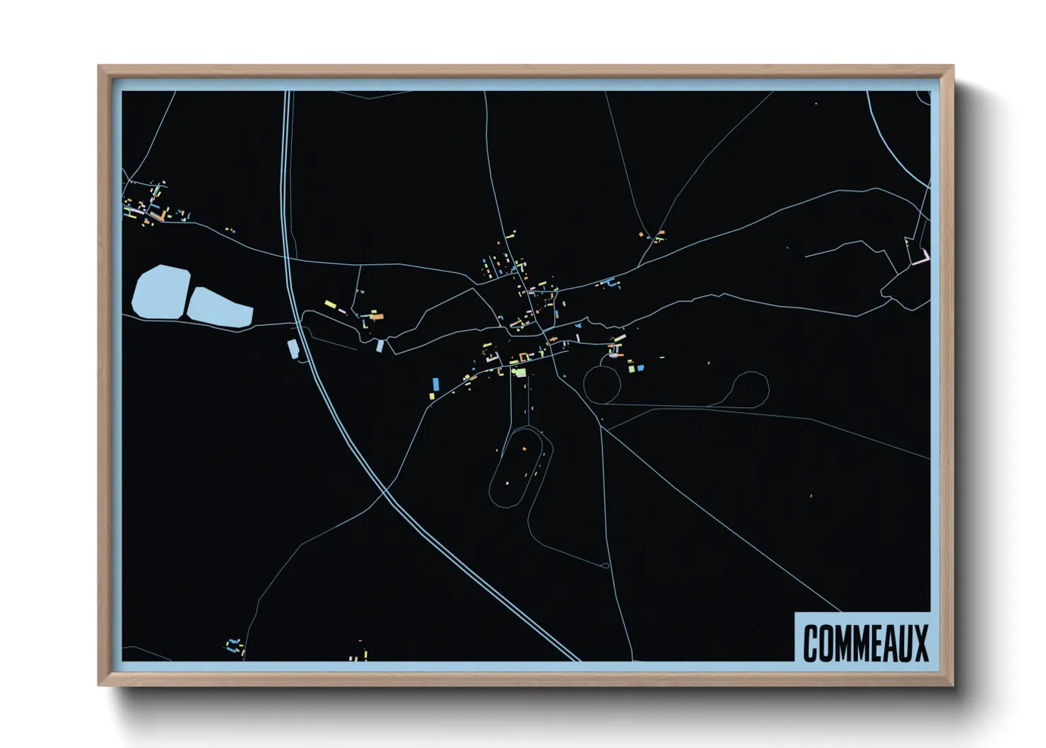 Une affiche de carte sur Commeaux