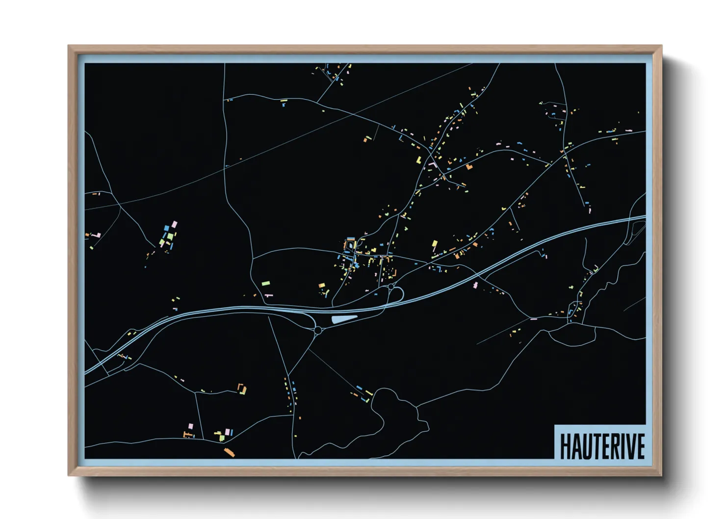 Une affiche de carte sur Hauterive