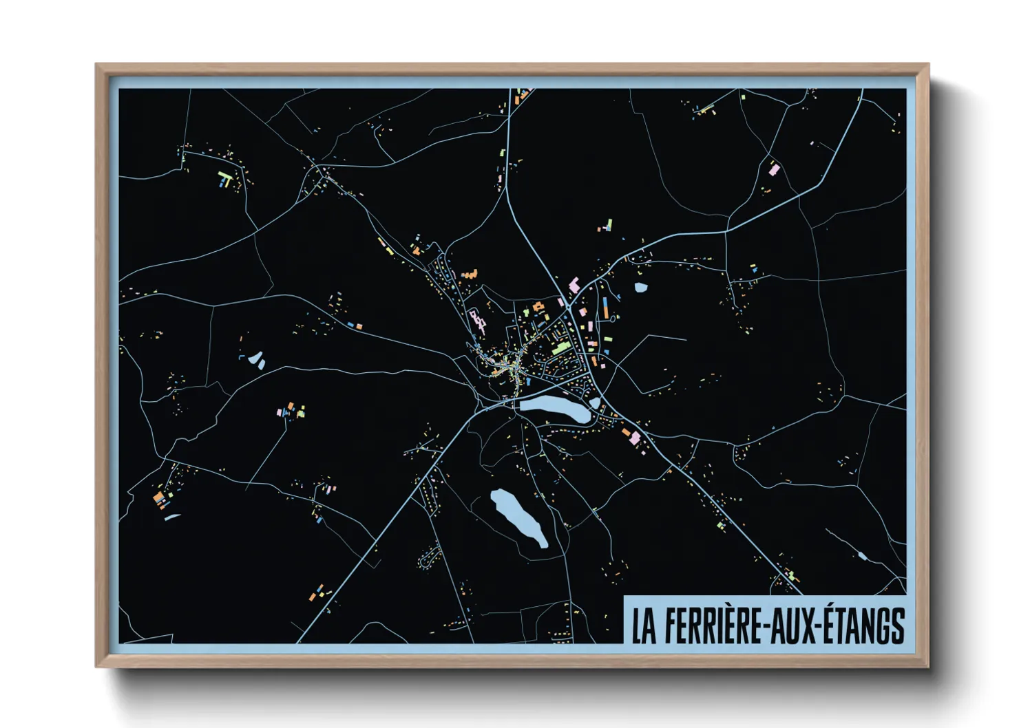 Une affiche de carte sur La Ferrière-aux-Étangs