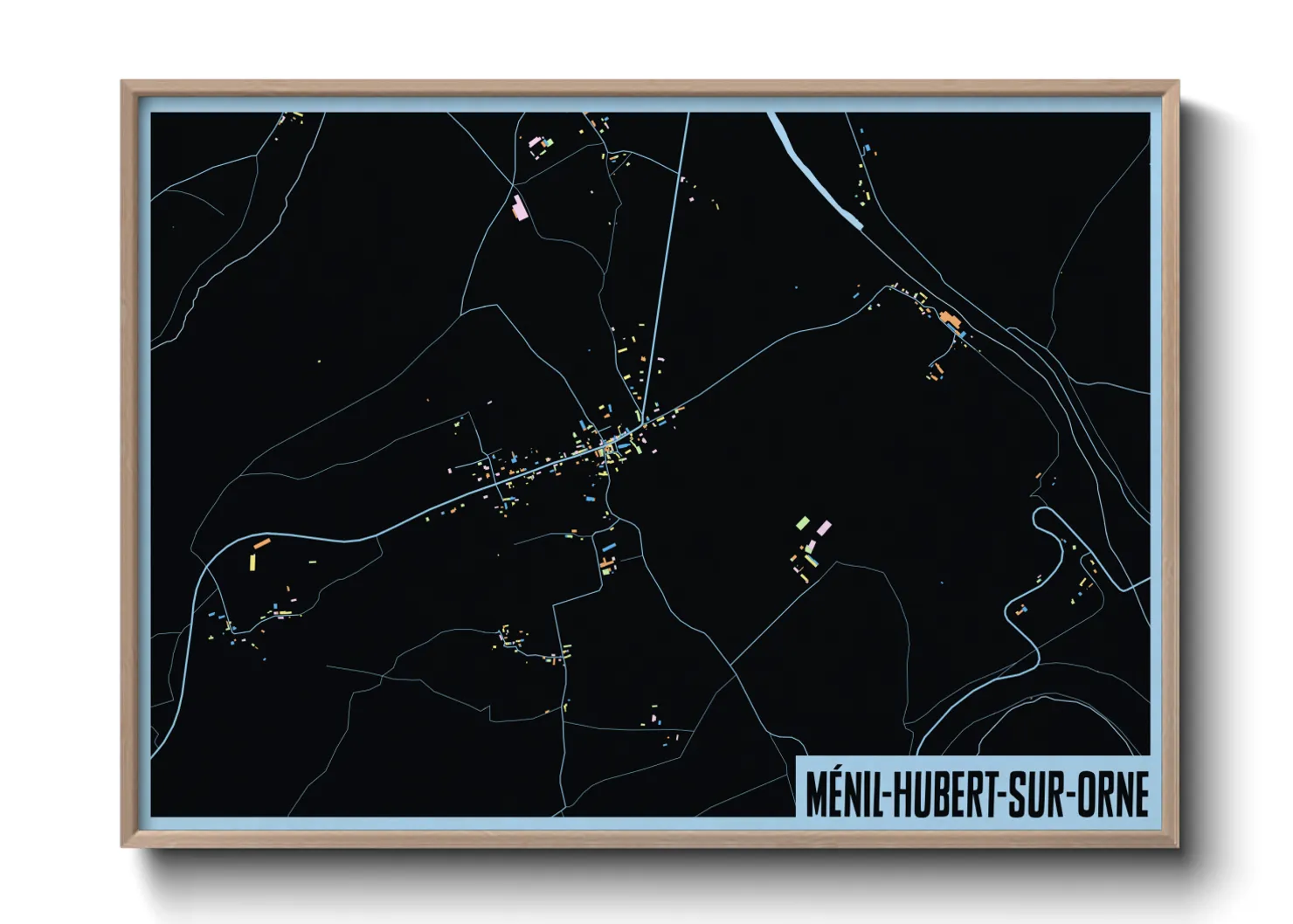 Une affiche de carte sur Ménil-Hubert-sur-Orne