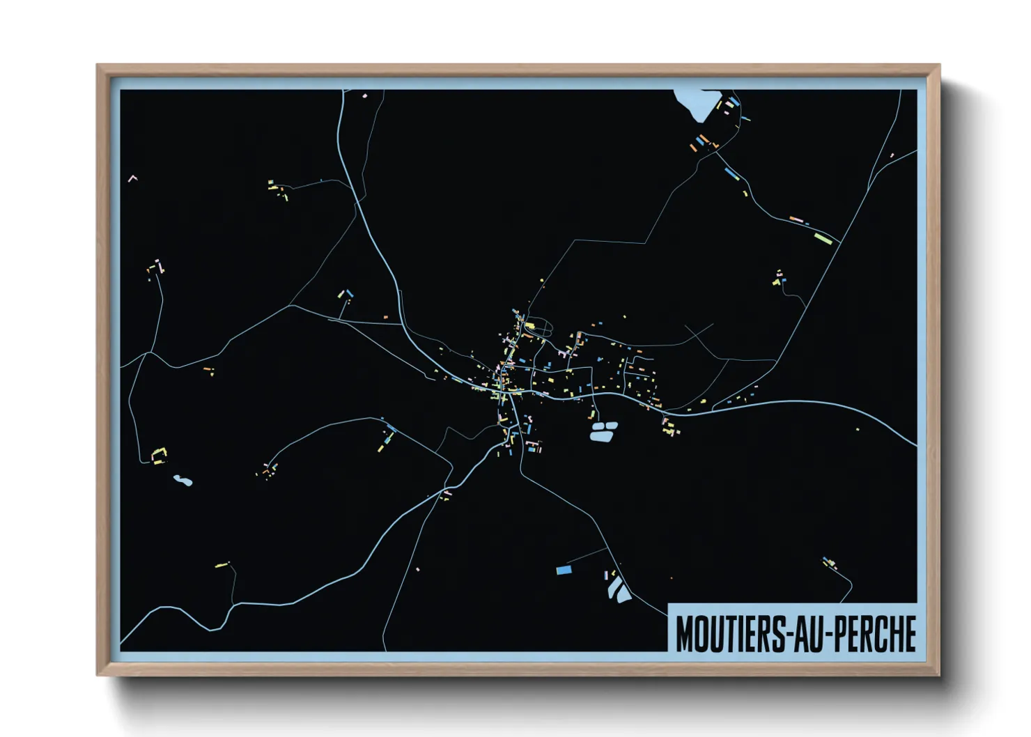 Une affiche de carte sur Moutiers-au-Perche