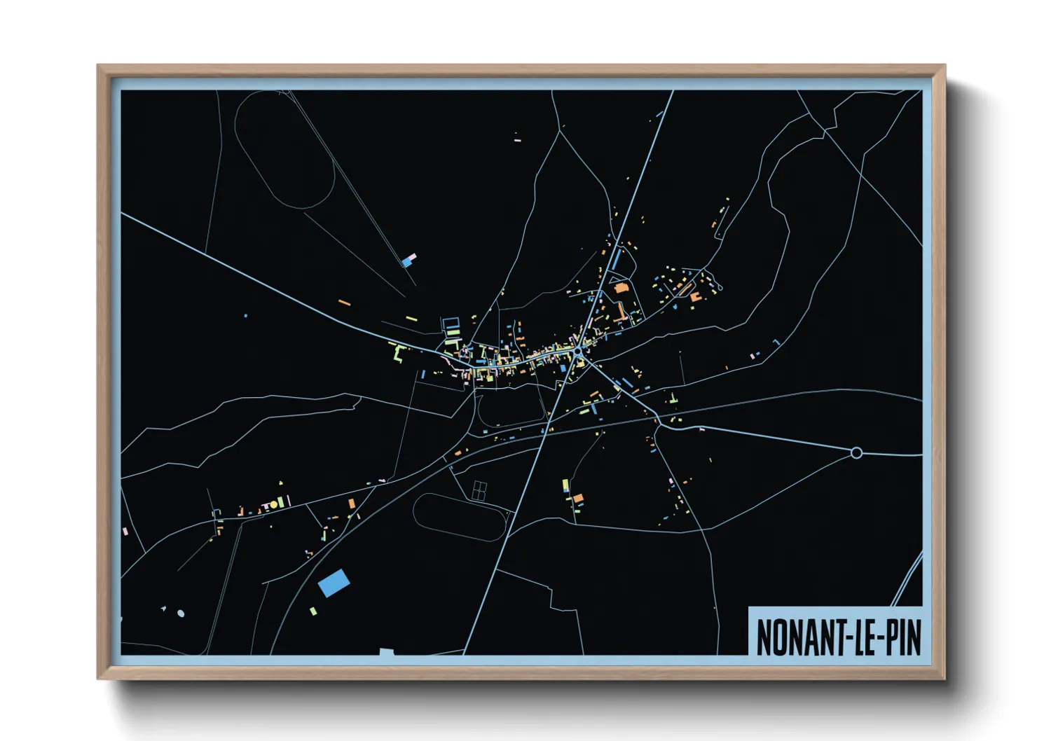 Une affiche de carte sur Nonant-le-Pin