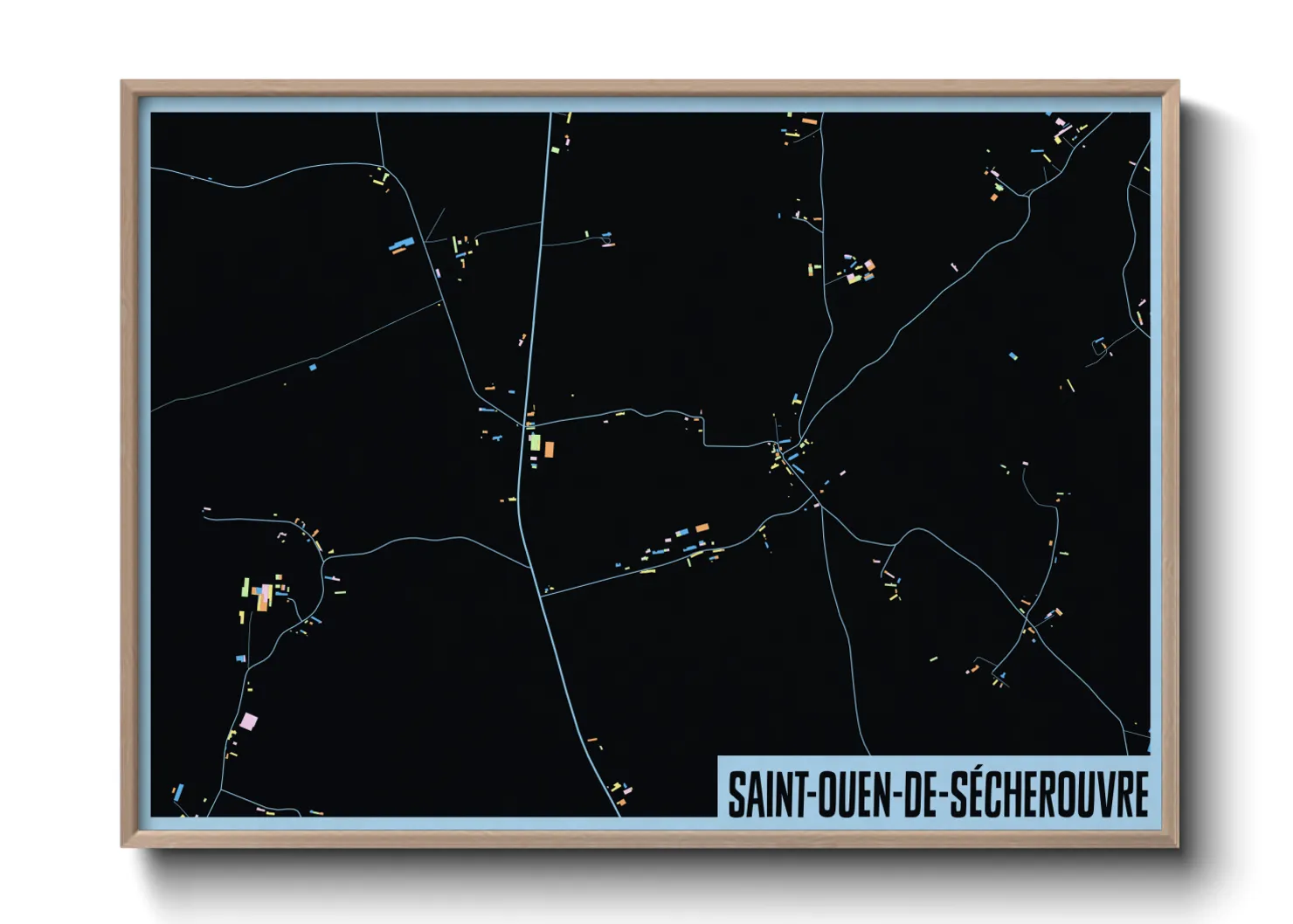 Une affiche de carte sur Saint-Ouen-de-Sécherouvre