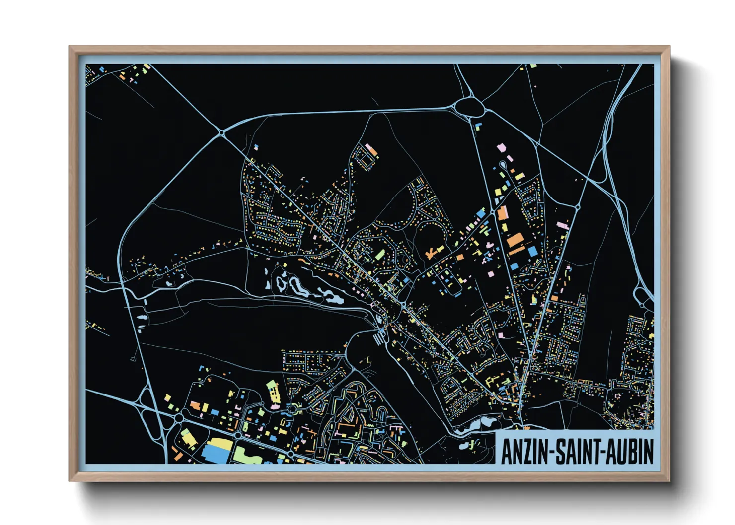 Une affiche de carte sur Anzin-Saint-Aubin
