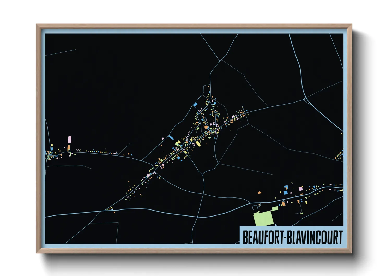 Une affiche de carte sur Beaufort-Blavincourt