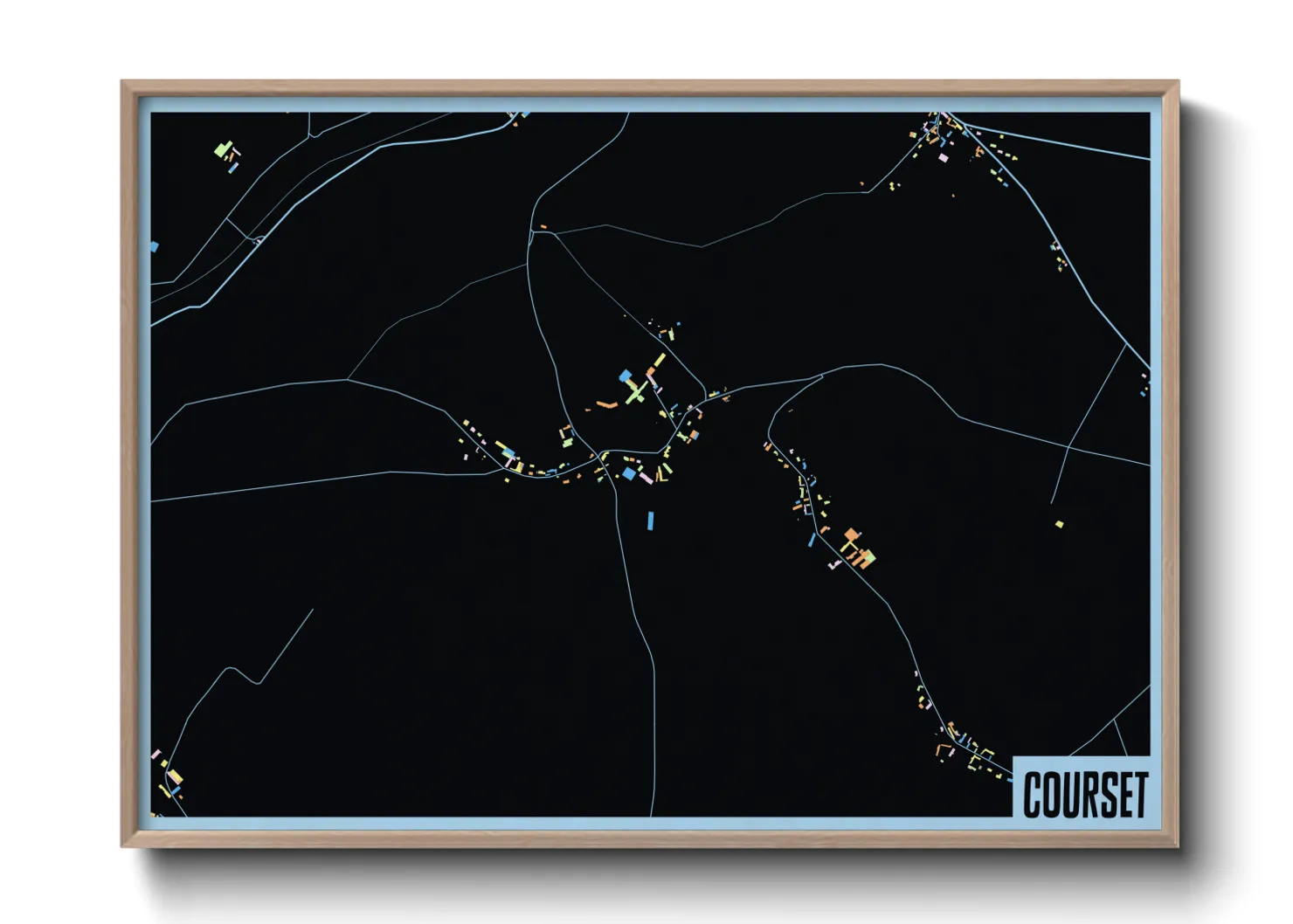 Une affiche de carte sur Courset